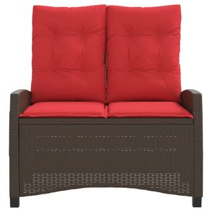 Grand banc de jardin inclinable en rotin PE marron, bancs de patio - Product Image 3