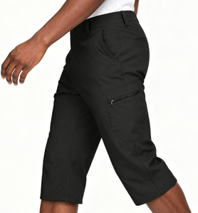Men's Quick Dry <b>Cargo</b> Capri <b>Pants</b> Black <b>Stretch</b> 34 Length Hiking Shorts with Zipper Pockets for Outdoor Activities - Product Image 2