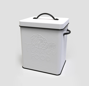 Flower Food Storage Container Rectangle Metal Enameled Airtight Kitchen Use with Metal Lid and Handle - Product Image 1