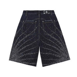 DISCOVER-IMPEX 2026 Pantalones Cortos de Mezclilla Azul Oscuro para Hombre con Pedrería, Degradado Brillante, Estilo Urbano - Product Image 5