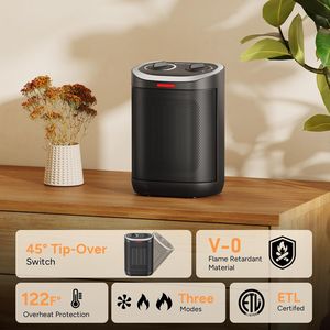 Stufa Elettrica Portatile in Ceramica PTC da 1500W con Termostato, 3 Modalità, Riscaldamento Rapido in 2 Secondi, Piccola Stufa Elettrica per Interni - Product Image 2