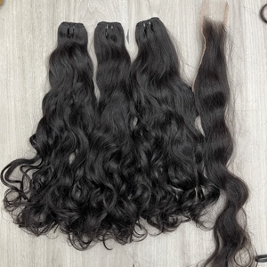 Lot de Cheveux Remy Tendance Noir Naturel Ondulé Double Trame Faite à la Machine Cheveux Humains Vietnamiens Pointes Épaisses Finition Haut de Gamme Prêt à l'emploi - Product Image 3