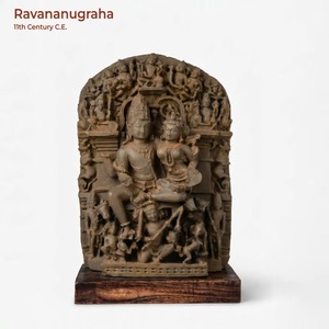 Réplique de sculpture indienne ancienne Ravananugraha Shiva Ravana, sculpture en relief de temple, statue de divinité hindoue, décoration - Product Image 5