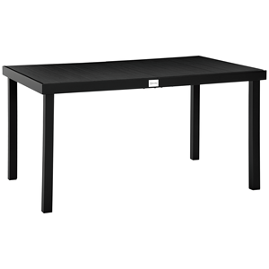 Tavolo da Pranzo da Esterno in Alluminio Leggero e Moderno per 6 Persone, Design Pieghevole Rettangolare Nero per Giardino, Prato e Cortile - Product Image 1