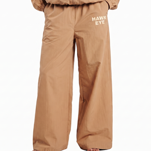 Chaqueta cortavientos de moda para mujer, conjunto deportivo con cuello alto, cremallera completa, hombros caídos, pantalón jogger ancho, transpirable, color liso - Product Image 4