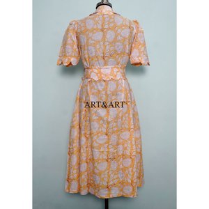 Robe longue élégante vintage pour femme à manches courtes, imprimé floral, style doux, pour l'été, le bureau, les fêtes, décontractée, coupe trapèze, longueur midi, pour les vacances - Product Image 6