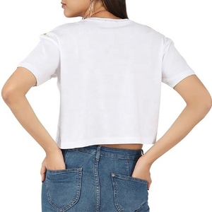 Camiseta Corta de Alta Calidad para Mujer, Estilo Urbano, Algodón, Casual, Venta al Por Mayor - Product Image 3