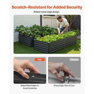 Grand bac à plantes extérieur en métal Galvalume 6,7 x 3 x 1,5 pieds, jardinière à fond ouvert, ensembles de jardinage - Product Image 4