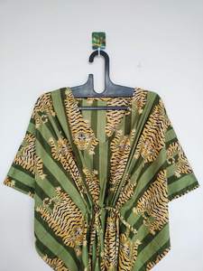 Vestido Kaftán de Algodón con Estampado de Tigre Verde Hecho a Mano, Kimono Indio, Túnica Ligera, Ropa Bohemia para Vacaciones - Product Image 6