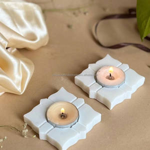 Geometric <b>Marble</b> Candle Holder with Unique Artistic Shapes for Luxury Modern Interior Home and Office Decor - Product Image 1