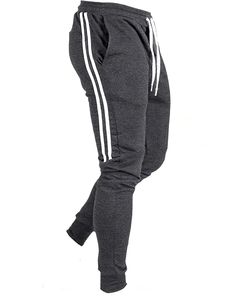 Plus Size Men's Gray Sweatpants White Side Stripes Drawstring <b>Elastic</b> Waist Flat Front Casual Joggers Lightweight Knitted 100% - Product Image 3