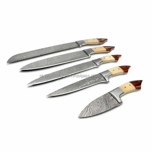 Ensemble de 6 couteaux de chef multifonctions en acier Damas écologiques, couteaux de cuisine professionnels - Product Image 2