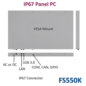 55" Fully IP67 Waterproof Industrial Marine Panel PC Touch Screen (PCAP/Resistive), Option: <b>Internal</b> UPS - Product Image 3