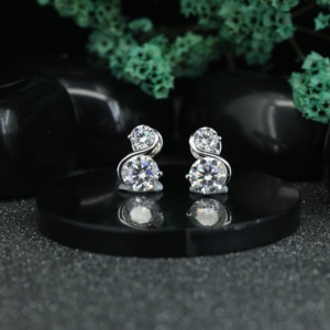 Pendientes de Plata de Ley 925 de Lujo con Doble Piedra para Mujer, Joyería para Bodas y Fiestas - Product Image 1