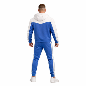 Men’s Casual Sports Tracksuit Set Blue <b>White</b> Hoodie Sweatpants Fitness Running Gym Wear OEM Custom Logo - Product Image 5