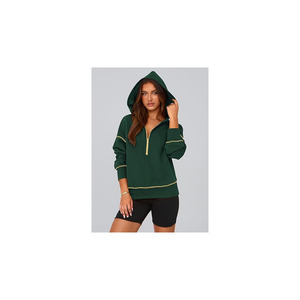 Sudadera corta de punto acanalado para mujer, con cremallera, elástica, ajustada, de manga larga, prenda de moda para mujer - Product Image 3
