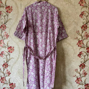 Bata Kimono de Algodón con Estampado de Bloques, Elegante Ropa de Estar para Mujer - Product Image 1