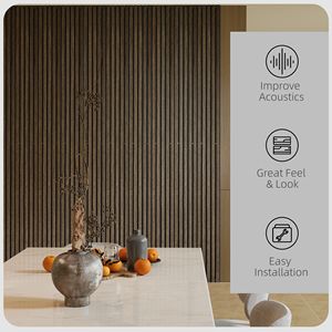 Set di 4 Pannelli Acustici in Legno di Noce 95x8 Pollici, Pannelli Fonoassorbenti a Doghe per Decorazione d'Interni, Dimensioni 60x120cm - Product Image 4