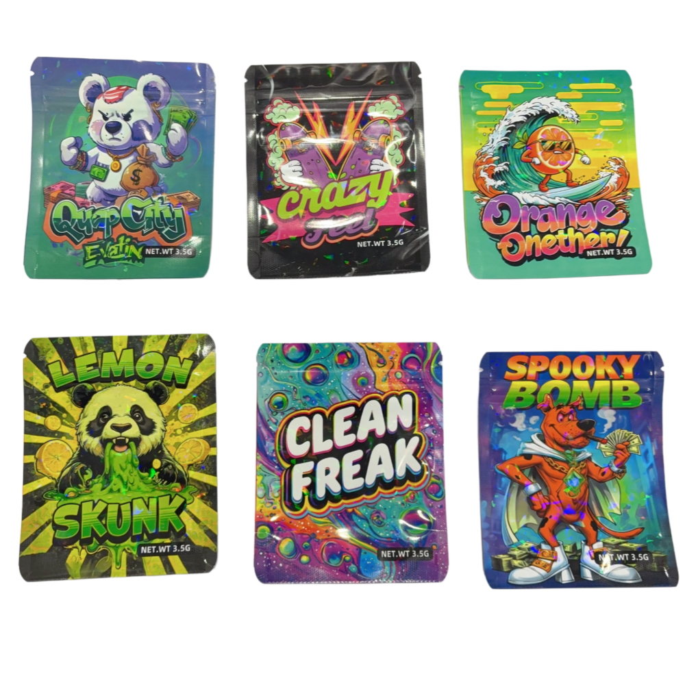 2026 New Design Custom Printed Zipper Mylar Packaging Bags Gravure Printing Recyclable Food Grade 1g 2g 3.5g 7g 28g Sugar Stock