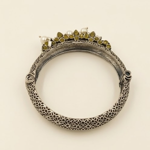 DIVYORO <b>Ruby</b> Copper Alloy Oxidized Silver Women's Bangles KADA - Product Image 1