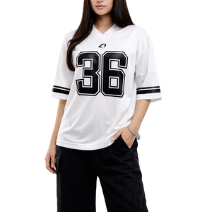 Maillot de football américain personnalisé de haute qualité, coupe ajustée, noir et blanc, t-shirt d'équipe, sublimation, uniformes d'entraînement unisexes - Product Image 3