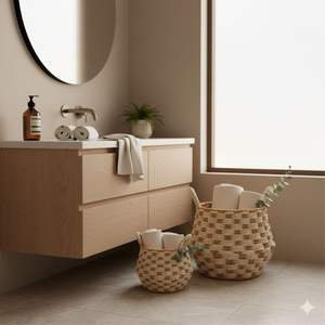 Juego de 2 cestas regulares GENTONG, artesanía de corteza de plátano y junco marino - Product Image 4