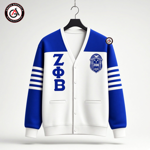Zeta Phi Beta Finer Embroidery Knitted Acrylic Women's Cardigan | ZOB Sorority Embroidered Custom Vintage Anti-Wrinkle Button - Product Image 1