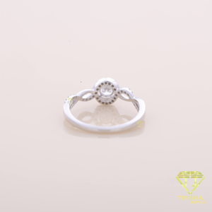 แหวนหมั้นทรงกลมหรูหรา เครื่องประดับชุบทองคำขาวสำหรับผู้หญิง - Product Image 6