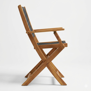 Chaise de jardin pliante en teck, fauteuil d'extérieur avec dossier en corde, pour terrasse et salle à manger - Product Image 4