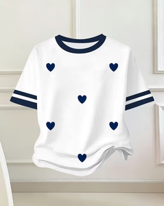 Solid Navy Blue Floral Pattern Girls Shorts Casual Comfortable Fit Medium Stretch Breathable Summer Wear Customized Color Front - Product Image 4