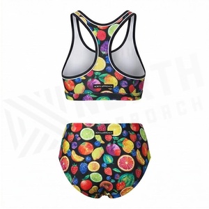 Fruit Print 2 Piece <b>Bikini</b> Set Women High Waist Crop Top Swimwear Spandex Polyester Stretch Quick Dry Anti-chlorine - Product Image 2