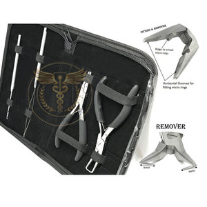 Pinzas para Colocación y Extracción de Extensiones de Cabello con Mordazas Ranuradas Horizontales, Doble Resorte, Empuñadura Ergonómica de Espuma Suave, Micro Anillo - Product Image 4