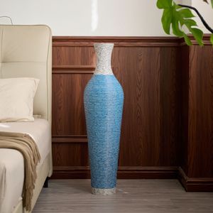 Vase de sol élégant bicolore brun foncé de 39 pouces, en rotin artificiel durable, accessoire décoratif de grande taille - Product Image 4