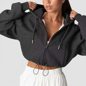 Custom Wholesale Womens Cropped 1/<b>4</b> Zip Tracksuit Set Activewear Pullover Hoodie & Shorts Blank Fitness Set - Product Image 1