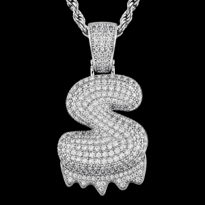 Prix de gros Collier pendentif lettre plaqué argent entièrement serti de moissanite style Hip Hop unisexe, bijou cadeau - Product Image 3