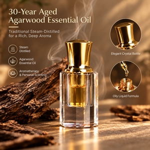 Gereiftes Agarholz Ätherisches Öl Reiner Pflanzenextrakt Dampfdestilliert Holziges Orientalisches Aroma 1ml Kristallflasche Geschenkbox - Product Image 4