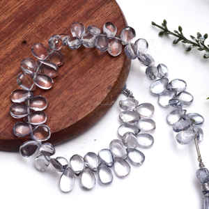 Perles de quartz gris naturel faites à la main de qualité supérieure, forme poire lisse, 8 pouces, brin de pierres précieuses pour la fabrication de bijoux, bracelet, collier - Product Image 2