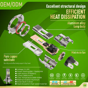 <span class=keywords><strong>Precio</strong></span> al por mayor 300W Montaje de faros de coche Productos semiacabados Ojos Led Para Focos Led Auto H4 Bombilla de faro Led 6000K - Product Image 2