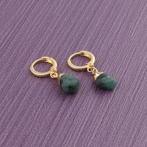 Boucles d'oreilles créoles à facettes en aquamarine, plaquées or, argent sterling 925, bijoux de tous les jours, cadeau pour elle - Product Image 2
