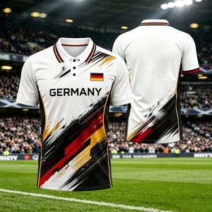 Germany Men's Black Polo Shirt Short Sleeve Digital Printed Sporty Design Breathable Polyester Woven Front Logo - Product Image 6