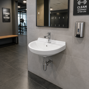 SPRIAL Modern Oval Polished Full Flow Wall Hung Wash Basin Easy Clean 9L Capacity Office Hotel Hospital Villa - Product Image 4