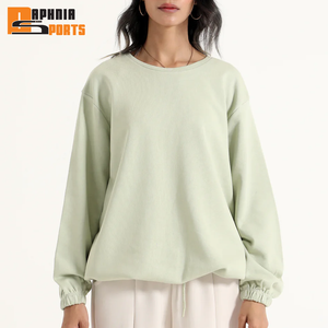 Sweat-shirt à col rond surdimensionné pour femme, en molleton de haute qualité, avec broderie personnalisée, coupe épaules tombantes, en French Terry - Product Image 1