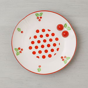 Assiette de table en porcelaine fine de qualité supérieure 3460986A-25 NOUVELLE, motif Poinsétie et pois estampés - Product Image 6