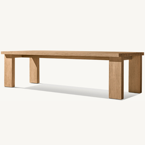 Mesa rectangular de madera de teca con un estilo moderno y sencillo, adecuada para uso en exteriores, de buena calidad y duradera. - Product Image 1