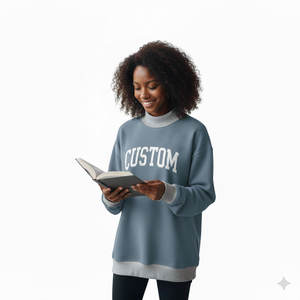 Sweat-shirt oversize à col montant pour femme, pull d'hiver anti-plis, séchage rapide, respirant, en polyester/coton, haut décontracté coupe ample - Product Image 1