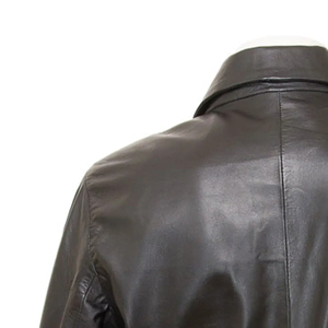 Abrigo Largo de Cuero Genuino para Hombre, Cuello Camisero, Cierre de un Solo Botón, Manga Regular, Grosor Estándar - Product Image 2