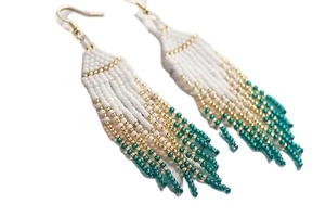 Collier de luxe moderne multicolore de style bohème avec perles de graines de diamant émeraude et de perle, orné de symboles chrétiens, exquis et vintage, double - Product Image 4