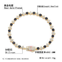 Pulsera de Plata 925 de Lujo con Diamantes, Diseño de Estrella, Corte Brillante Redondo, Engaste de Garras, Joyería Unisex para Uso Diario con Cadena de Eslabones