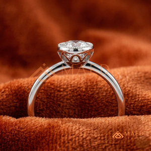 925 Sterling <b>Silver</b> Round Cut Bezel Halo Engagement <b>Ring</b> Women Milgrain Edge <b>Solitaire</b> American Diamond CZ Wedding <b>Ring</b> - Product Image 2