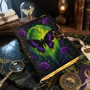 Personalized Luna Moth Leather Journal <b>with</b> <b>Lock</b> Gothic Butterfly <b>Notebook</b> Vintage Writing Diary Handmade Gift - Product Image 3